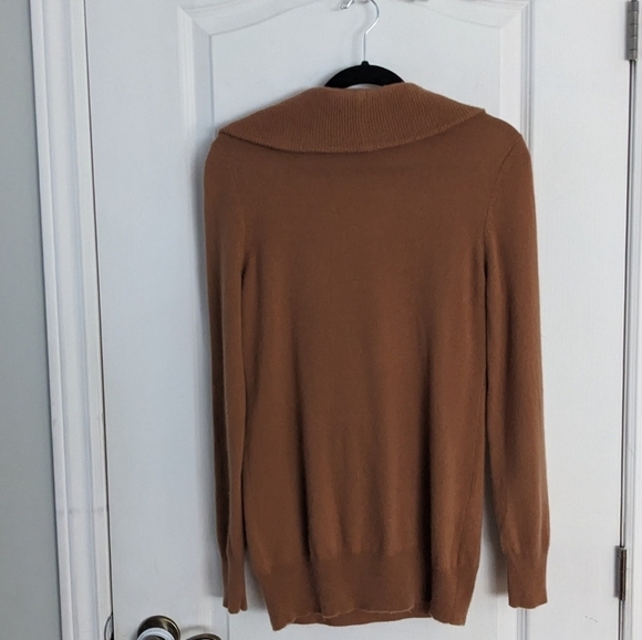 Prague 100% cashmere cowl neck sweater camel tan brown Large i1 - Picture 6 of 7